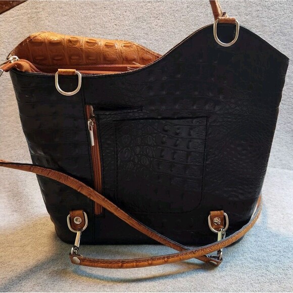 M&R Genuine Leather Moda in Pelle  Ostrich Pattern Tote Shoulder Bag and Wallet - Picture 3 of 11